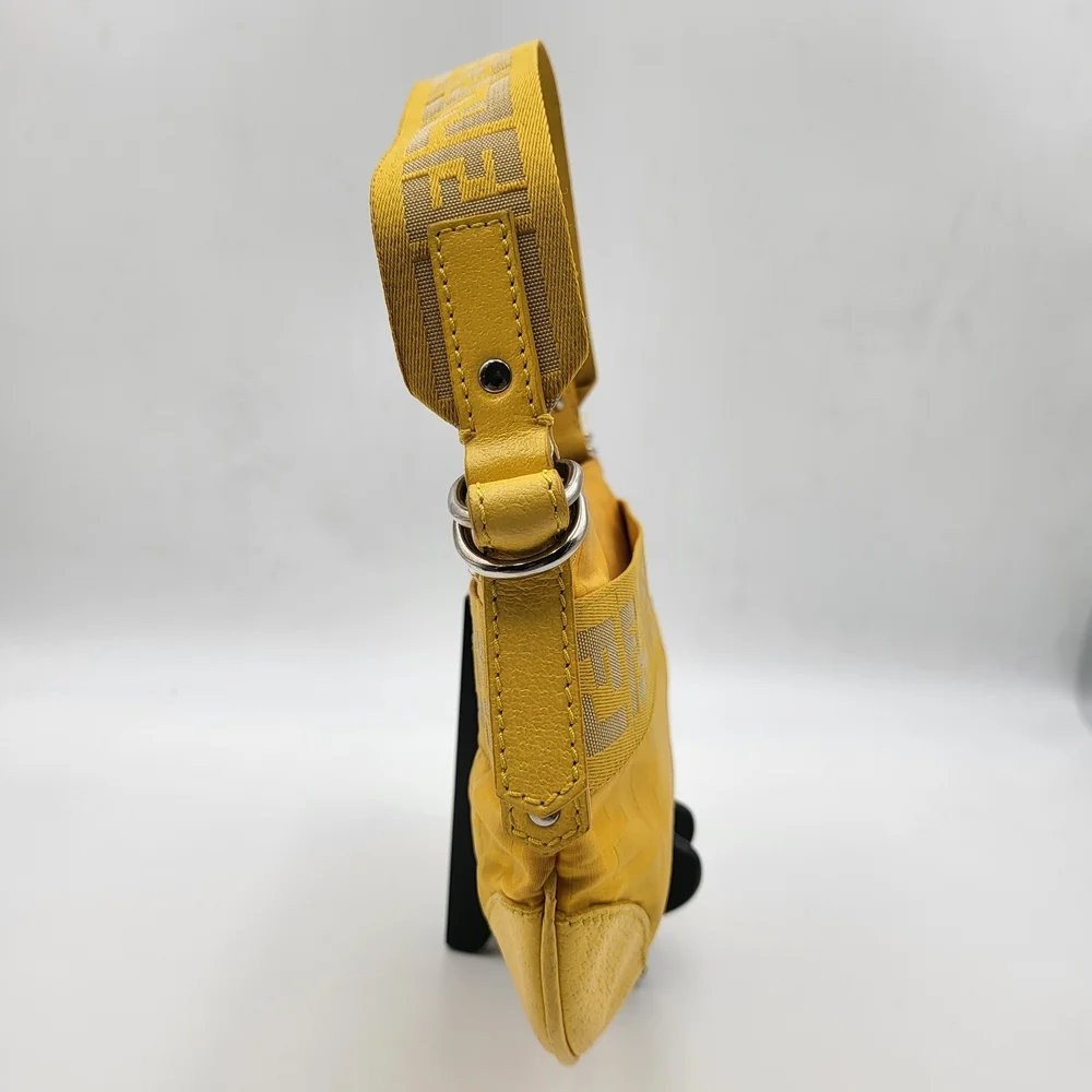 Fendi Yellow Zucca Tessuto palmati Baguette Shoulder Handbag..Authentic w/COA. - Picture 3 of 15